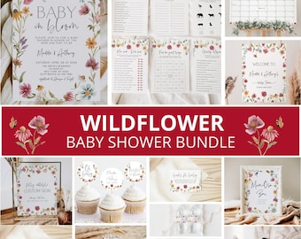 Wildflower Baby Shower Invitation Bundle, Baby in Bloom Baby Shower Bundle, Baby in Bloom Invite, Wildflower Baby Shower Decor, Invitation