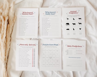 4th of July Baby Shower Games, Red White and Due Baby Shower Games Bundle, Patriotic Baby Shower, Summer Baby Shower, Editable Games Bundle