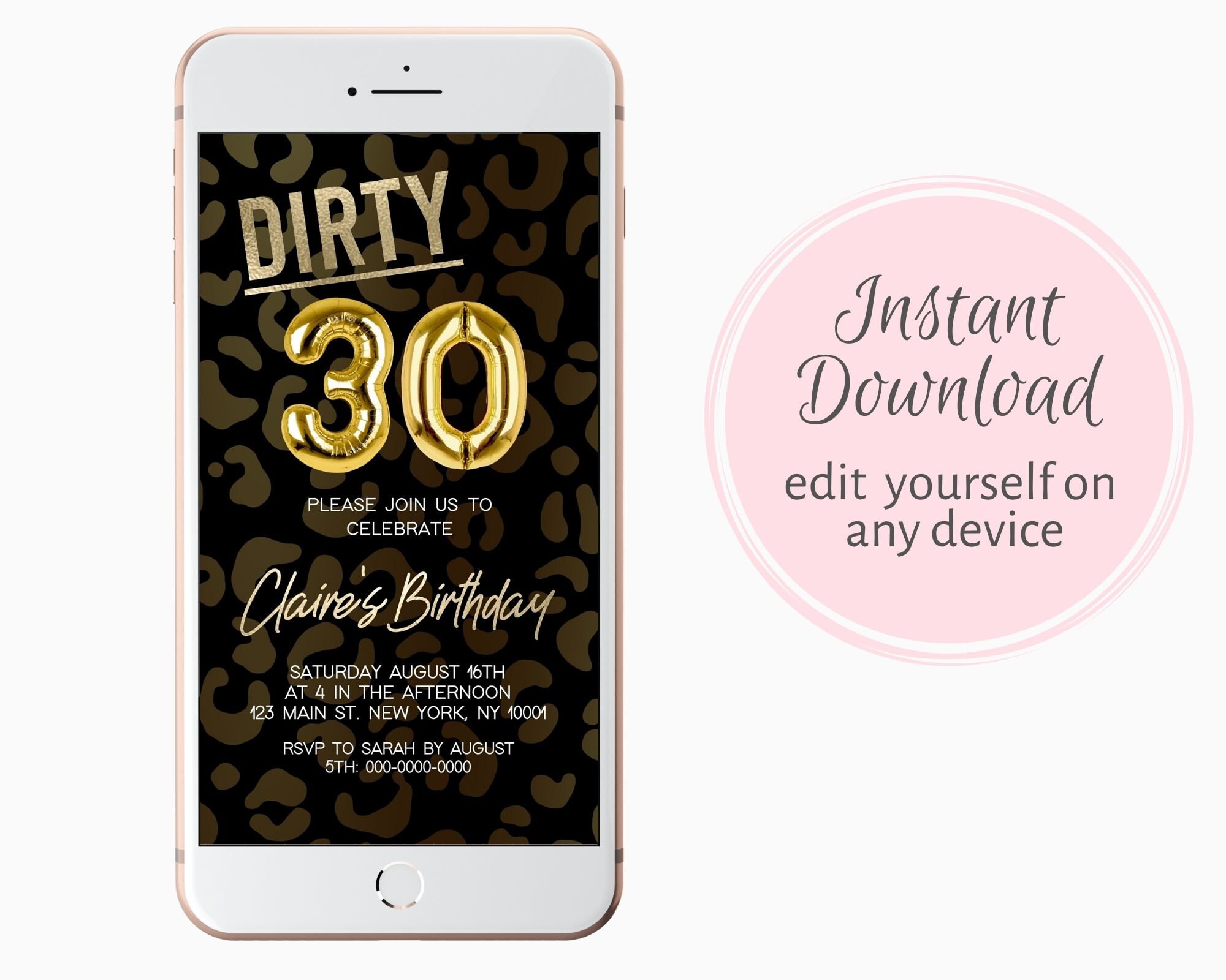 Dirty Thirty Invitation Dirty 30 Invitation Evite Etsy