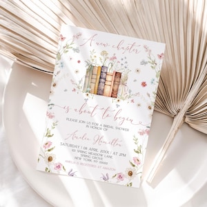 Storybook Bridal Shower Invitation, Floral Book Bridal Shower Invite, Book Themed Bridal Shower Invite, New Chapter Begins, Canva Template