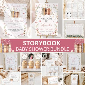 Storybook Baby Shower Bundle, New Chapter Begins Baby Shower, Book themed Baby Shower, Storybook Baby Shower Decor, New Tale, Canva Template