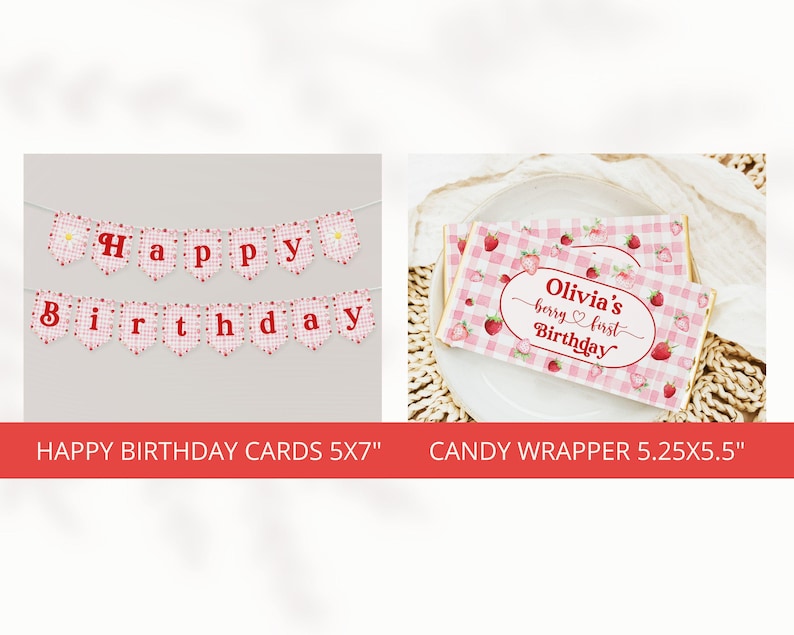 Berry First Birthday Bundle, Strawberry Birthday Bundle, Berry First Birthday Invitation, Berry First Birthday Decor, Berry 1st, Template image 5