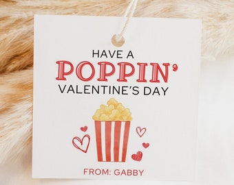 Popcorn Valentine Gift Tag, Classroom Valentine Tag, Poppin' Valentine Tag, Classroom Gift Card, Kids Valentine Gift Tag, Canva Template