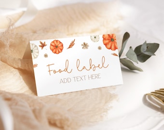 Voedseletiket kleine pompoen, herfstvoedseletiket afdrukbaar, Thanksgiving voedseletiket afdrukbaar, babyshower kleine pompoen, verjaardag, sjabloon