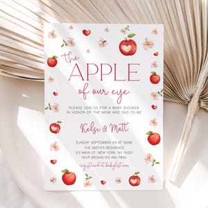 Apple Baby Shower Invitation, Apple of Our Eye Baby Shower Invitation, Fall Baby Shower Invite, Apple Baby Shower Invite, Editable Template