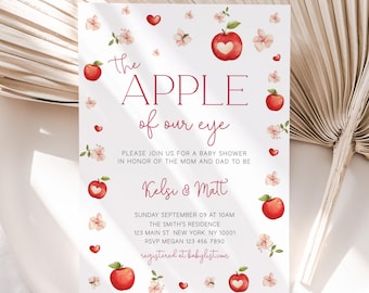 Apple Baby Shower Invitation, Apple of Our Eye Baby Shower Invitation, Fall Baby Shower Invite, Apple Baby Shower Invite, Editable Template
