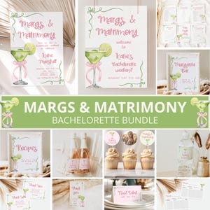 Margs and Matrimony Bachelorette Bundle, Margarita Brautdusche Einladung, Margarita Bachelorette Einladen, Margs & Matrimony Dekor, bearbeiten