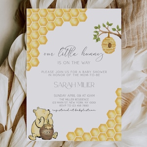 Classic Winnie the Pooh Baby Shower Invitation, Winnie the Pooh Baby Shower Invite, Little Hunny is On the Way, Gender Neutral Baby Shower