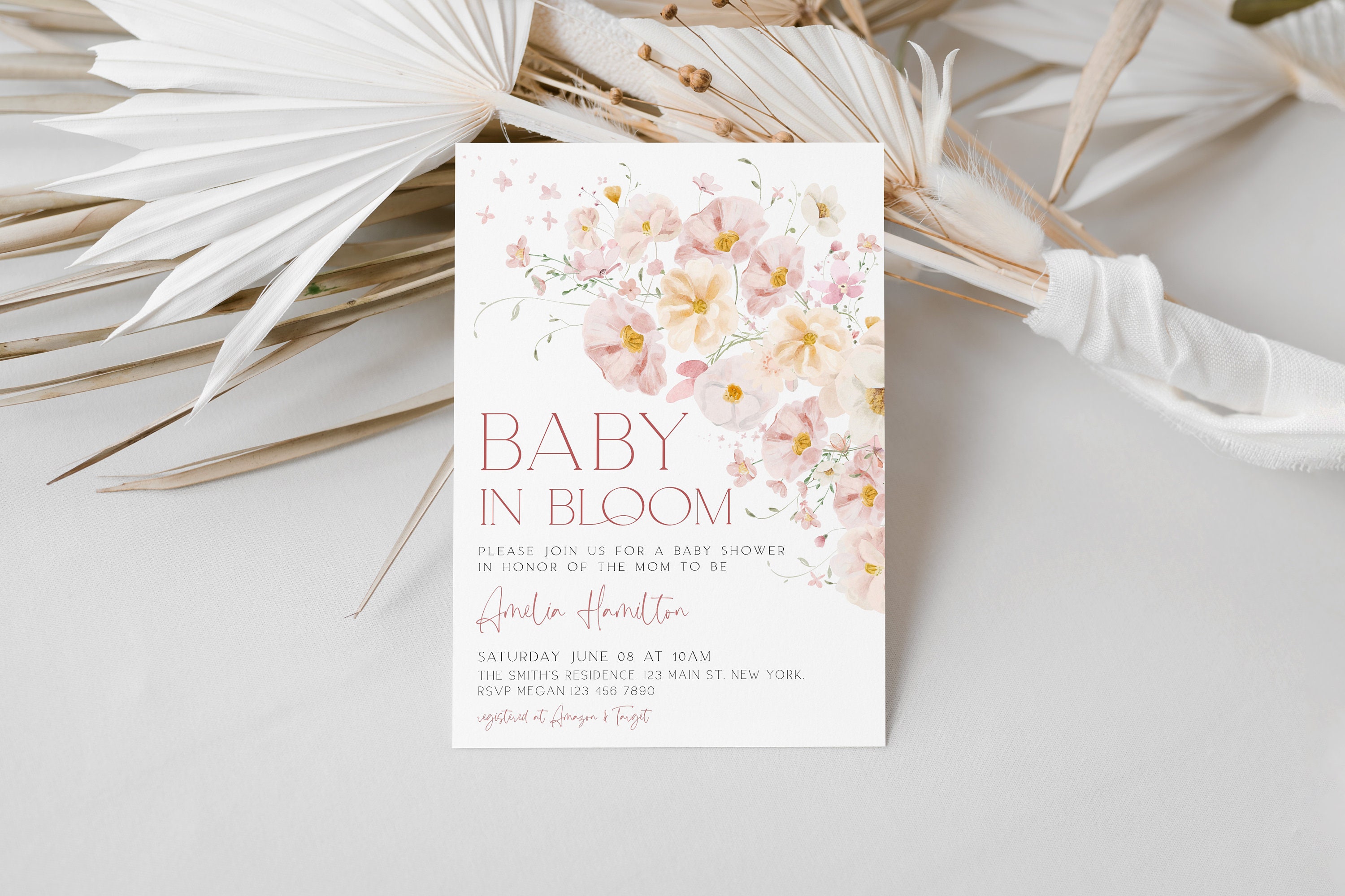Spring Invitations Bloom Baby in Bloom Shower Invitation, Bloom Baby Shower Invitation, Spring ...