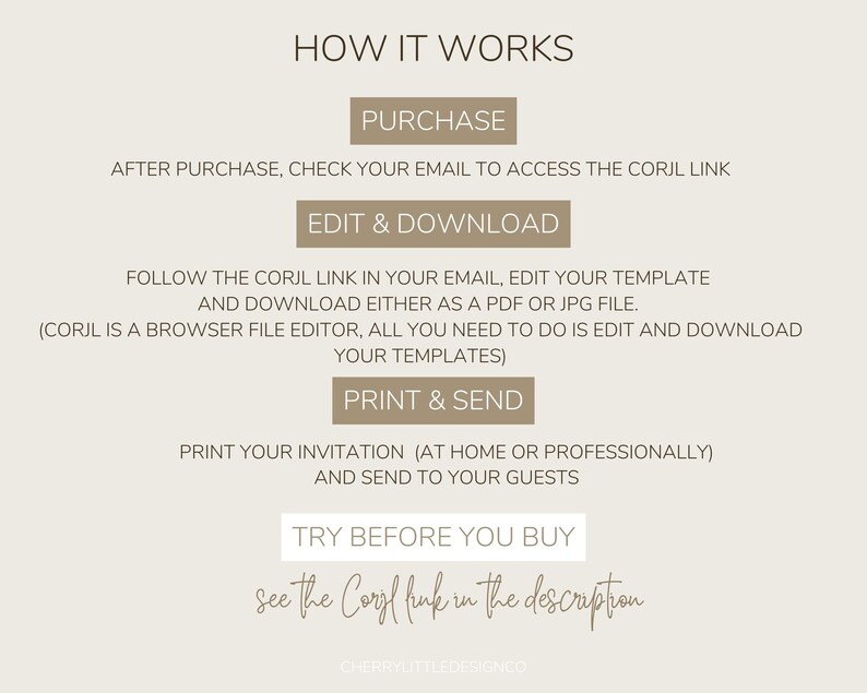 May include: How it works: Purchase, check your email for a Corjl link, edit and download your template, print and send.  Try before you buy, see the Corjl link in the description.
