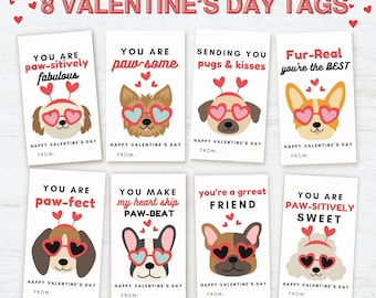 Valentine's Day Gift Tag, Classroom Valentine Tag, Puppy Pun Valentine, Class Tags, Valentine Tag, Kids Valentine Gift Tag, Canva Template