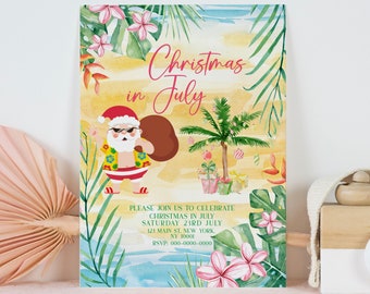 Christmas in July Invitation, Christmas in July Invite, Summer Christmas Party Invitation, Editable Instant Download