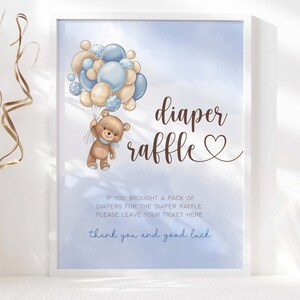 Bear Diaper Raffle Sign, Bearly Wait Baby Shower Sign, Bearly Wait Baby Shower Diaper Raffle Sign, Editable Template, Instant