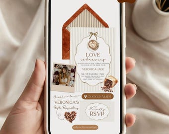 Love is Brewing Bridal Shower Invitation Website, Coffee Bridal Shower, Canva Invitation Website Template (Digital Download)