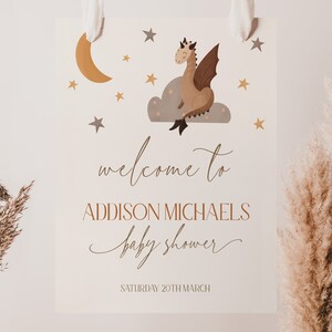 Dragon Baby Shower Welcome Sign, Dragon Welcome Sign, Dragon Baby Shower Decor, Editable, Instant Download
