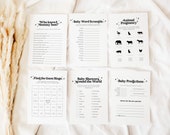 Tiny Human Shindig Baby Shower Games, Minimalist Baby Shower Games Bundle, Neutral Baby Shower, Simple Baby Shower, Editable Games Bundle