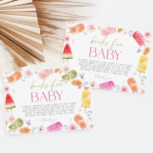 Popsicle Baby Shower Books for Baby, She&#39;s Ready to Pop Baby Shower, Popsicle Themed Baby Shower, Books for Baby, Canva Template