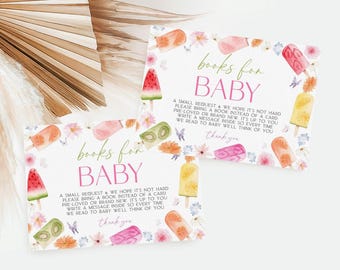 Popsicle Baby Shower Books for Baby, She's Ready to Pop Baby Shower, Popsicle Themed Baby Shower, Books for Baby, Canva Template