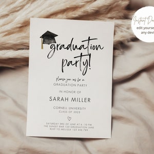 Graduation Party Invitation, Graduation Invitation Template, high School Graduation, Graduation Party Invite, Editable Template 画像 4