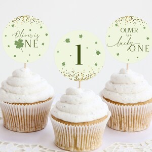 Lucky One Birthday Cupcake Topper, 1st St Patricks Cupcake Topper Printable, St Patricks Birthday Cupcake Topper, Lucky One Birthday Decor