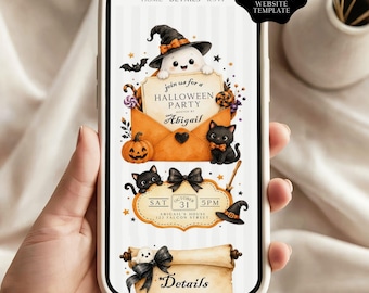 Halloween Party Invitation Website, Kids Halloween Party, Trunk or Treat, Trick or Treat, Canva Website Template (Digital Download)