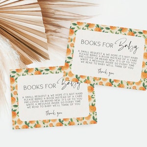 Kleine süße Babypartybücher für Babykarte, kleine süße Bücher für Babykarte, Orange Babypartybücherkarte, bearbeitbare Vorlage