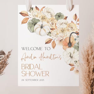 Falling in Love Bridal Shower Welcome Sign, Fall Bridal Shower Decorations, Fall Bridal Shower Decor, Fall Pumpkin Bridal Shower, Template