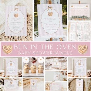 Rosa bulle i ugnen babyshowerpaket, randigt, bulltema, duschdekorationer, flickabebis