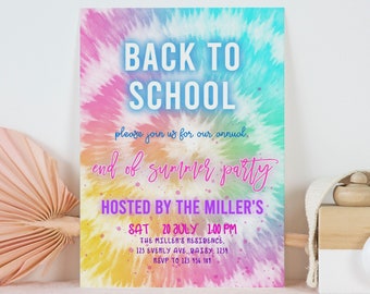 Back To School Party Invitation, End Of Summer Party Invitation, Back to School Invite, Back to School Party Invite, End Of Summer Party