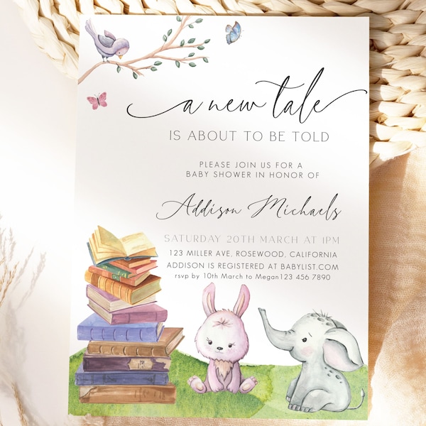 Storybook Baby Shower Invitation, Storybook Baby Shower Invite, Book Baby Shower, Storybook Shower, Book Baby Shower Invitation, Editable