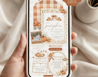 Little Pumpkin Baby Shower Invitation Website, Boy Baby Shower, Canva Invitation Website Template (Digital Download)