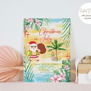 Christmas in July Invitation, Christmas in July Invite, Summer Christmas Party Invitation, Editable Instant Download image 2