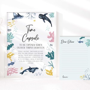 Oneder the Sea Time Capsule, Ocean Birthday Time Capsule, Under the Sea Time Capsule, Under the Sea Birthday Decor, Editable, Instant