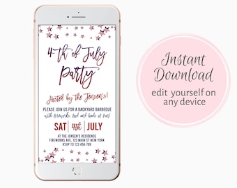 4th Of July Invitation, Independence day 4th of July evite