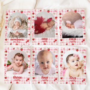 Cartes avec photos pour premier anniversaire de petits fruits, guirlande photo d'anniversaire aux fraises, décoration de premier anniversaire de petits fruits, fête d'anniversaire aux fraises, modèle