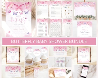 Butterfly Baby Shower Invitation Bundle, Baby Shower Butterfly Theme, Butterfly Baby Shower Decorations, Butterfly Baby Shower Invites
