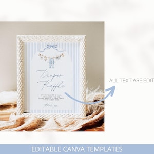 Kit per baby shower a tema "Dolce maschietto", Un dolce maschietto in arrivo, Strisce, Decorazioni, Cartello di benvenuto, Giochi, Modelli Canva immagine 6