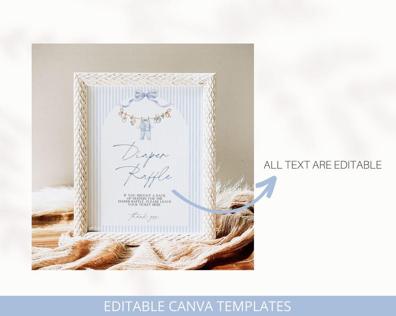 Kit per baby shower a tema "Dolce maschietto", Un dolce maschietto in arrivo, Strisce, Decorazioni, Cartello di benvenuto, Giochi, Modelli Canva immagine 6