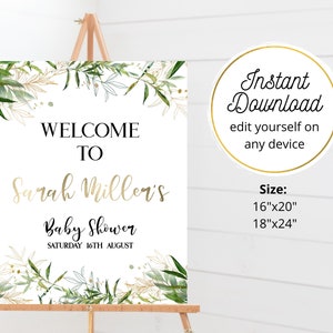 Greenery Baby Shower Welcome Sign