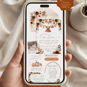 Hemsida för inbjudningar till babyshower för förälskelse, babyshower för flickor, mall för webbplatsinbjudningar till Canva (digital nedladdning)