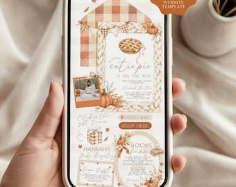 Cutie Pie Baby Shower Invitation Website, Pie Baby Shower, Canva Invitation Website Template (Digital Download)