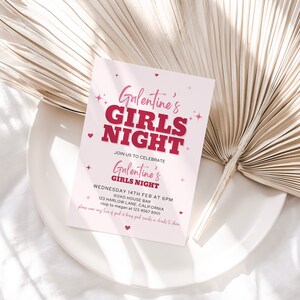 Galentine's Girls Night Invitation Canva Template, Girls Night ...