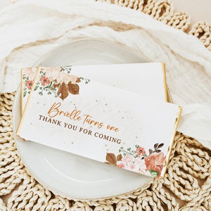 Editable Little Pumpkin Birthday Chocolate Bar Wrapper, Fall Candy Bar Wrapper, 1st Pumpkin Birthday Favor Printable, Pumpkin Party Decor