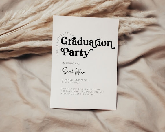 Graduation Invitation Template, Graduation Invitation, Modern Grad Invitation, Graduation Invite, Minimal, Her, Editable Template