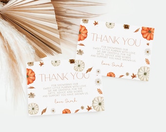 Little Pumpkin Baby Shower Thank You Card, Pumpkin Thank You Card, Little Pumpkin Baby Shower, Fall Baby Shower, Neutral Baby Shower Invite