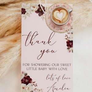 A Baby is Brewing Baby Shower Favor Tag, Baby is Brewing Baby Shower Tag, Coffee Baby Shower Decorations, Coffee Theme, Floral, Canva