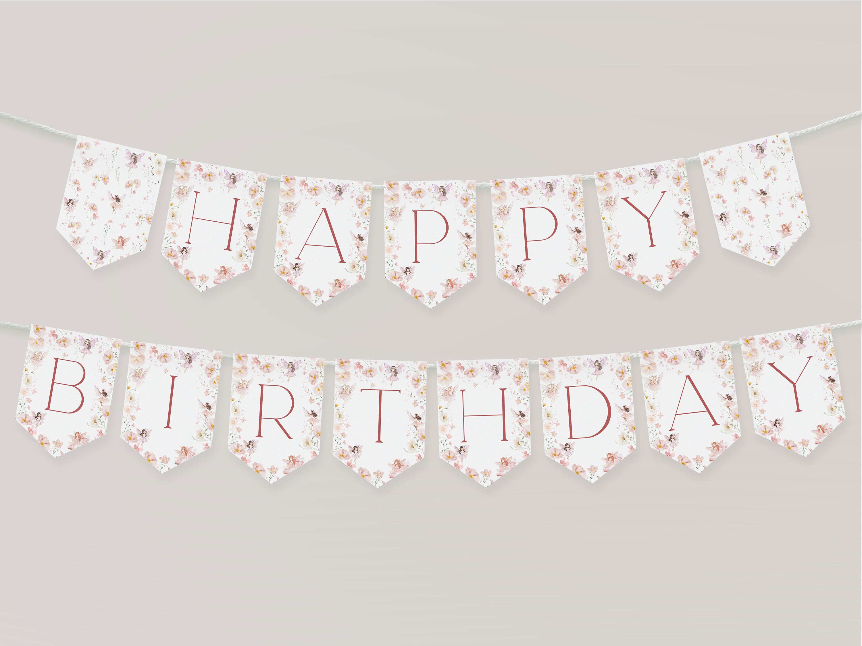 Fairy First Happy Birthday Banner Fairy 1st Birthday Decor Fairy Birthday Bunting Happy Birthday Garland Fairy Garden Party