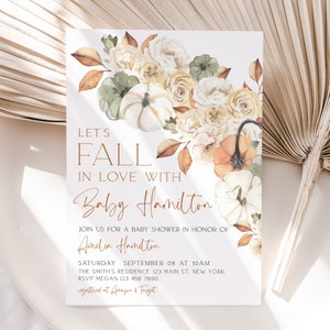 A Little Pumpkin Baby Shower Invitation, Fall in Love Baby Shower Invite, Fall Baby Shower Invite, Autumn Baby Shower Invite, Template