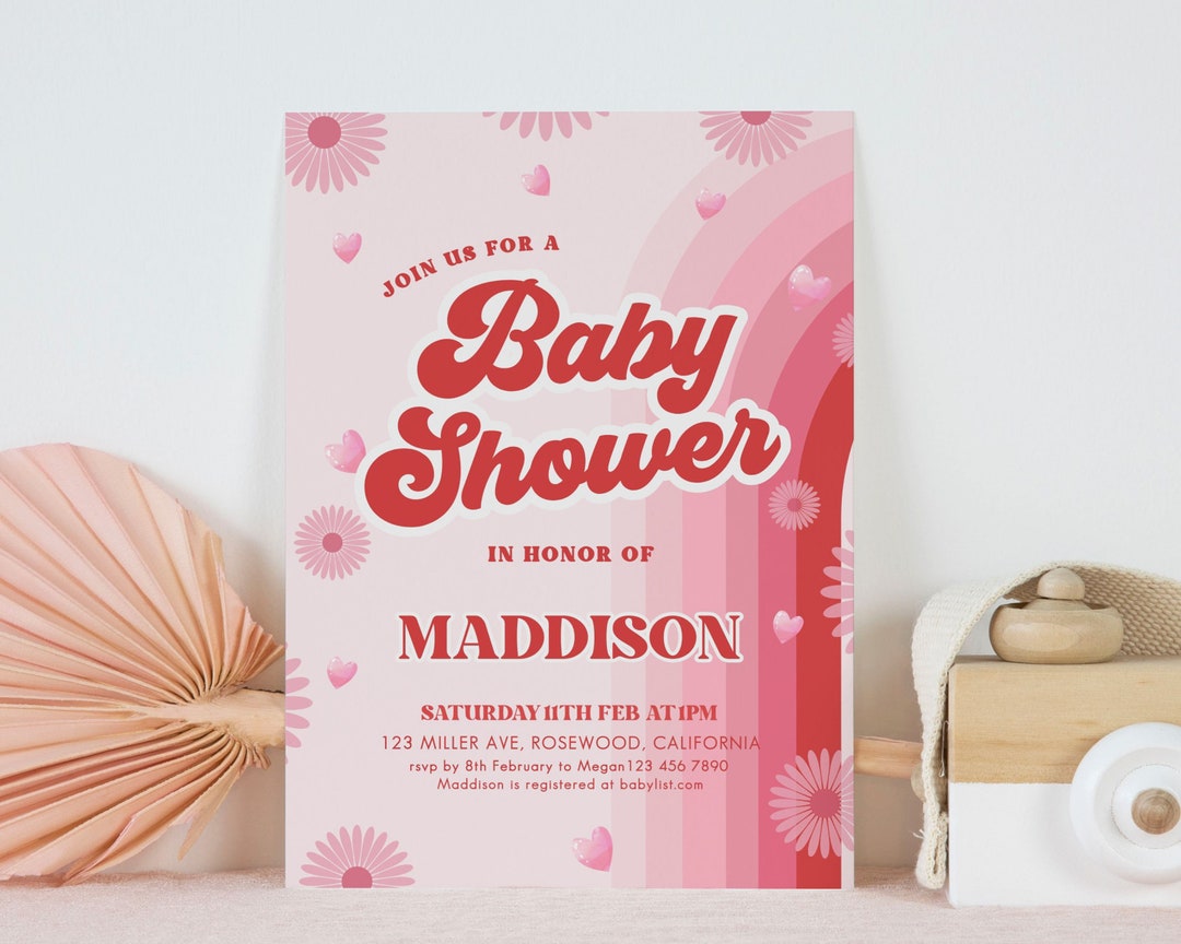 Groovy Valentine baby shower uitnodiging, Valentines baby shower uit te  nodigen, hart baby shower uitnodiging sjabloon, retro Valentijn bewerkbaar  - Etsy België, image size:1080x864