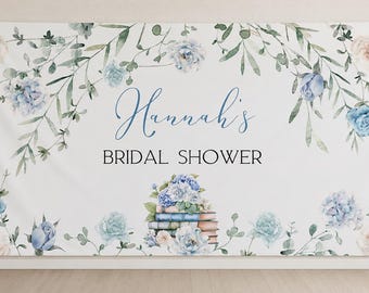 Blue Storybook Bridal Banner Template, Bridal Shower Template, 6x3ft, Canva Template